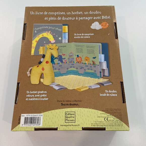 French Baby Storybook Gift Set With Plush Giraffe Rattle & Blanket By Editions Q - Picture 3 of 14
